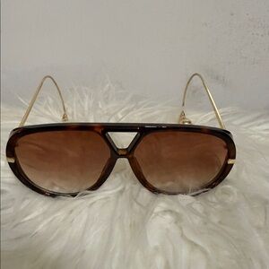 Tortoise Shell Sunglasses with Gold Accents